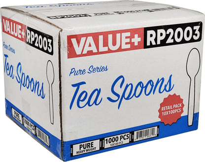 Value+ - Heavy - Plastic Tea Spoons - White - Retail Pack - RP2003