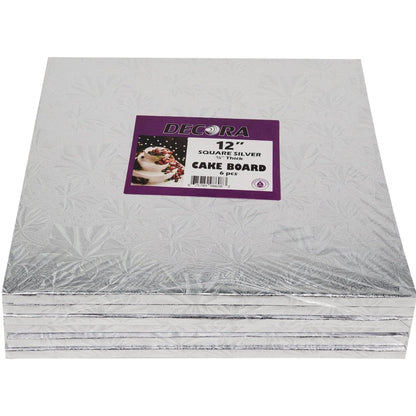 Decora - 12" 1/2" Square Cake Drum - Silver
