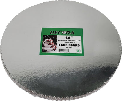 Decora - Feuilles festonnées argentées de 14 po - Rondes - 1,5 mm d'épaisseur