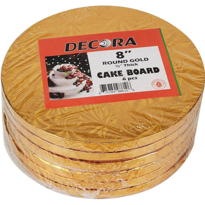 Decora - Plateau à gâteau rond de 8 po x 1/2 po - Doré