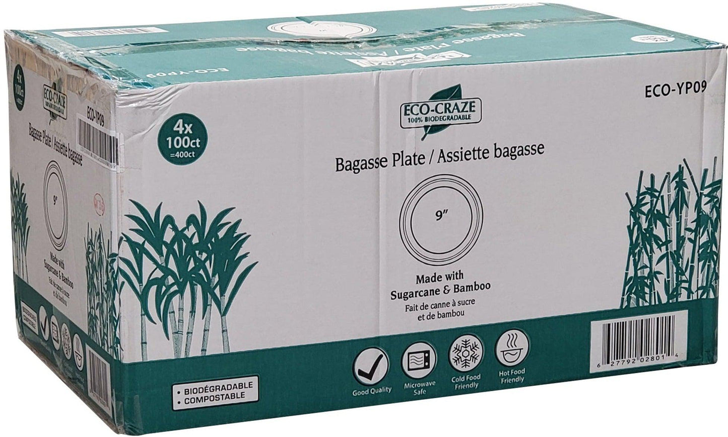 Eco-Craze - Assiette ronde de 9 po - Biodégradable