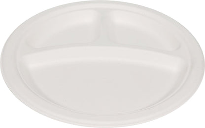 Eco-Craze - Assiette ronde à 3 compartiments de 9 po - Biodégradable