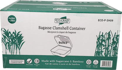 Eco-Craze - Contenant à clapet en bagasse 9X9