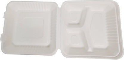Eco-Craze - Contenant à charnière en bagasse - 9X9 - 3 compartiments