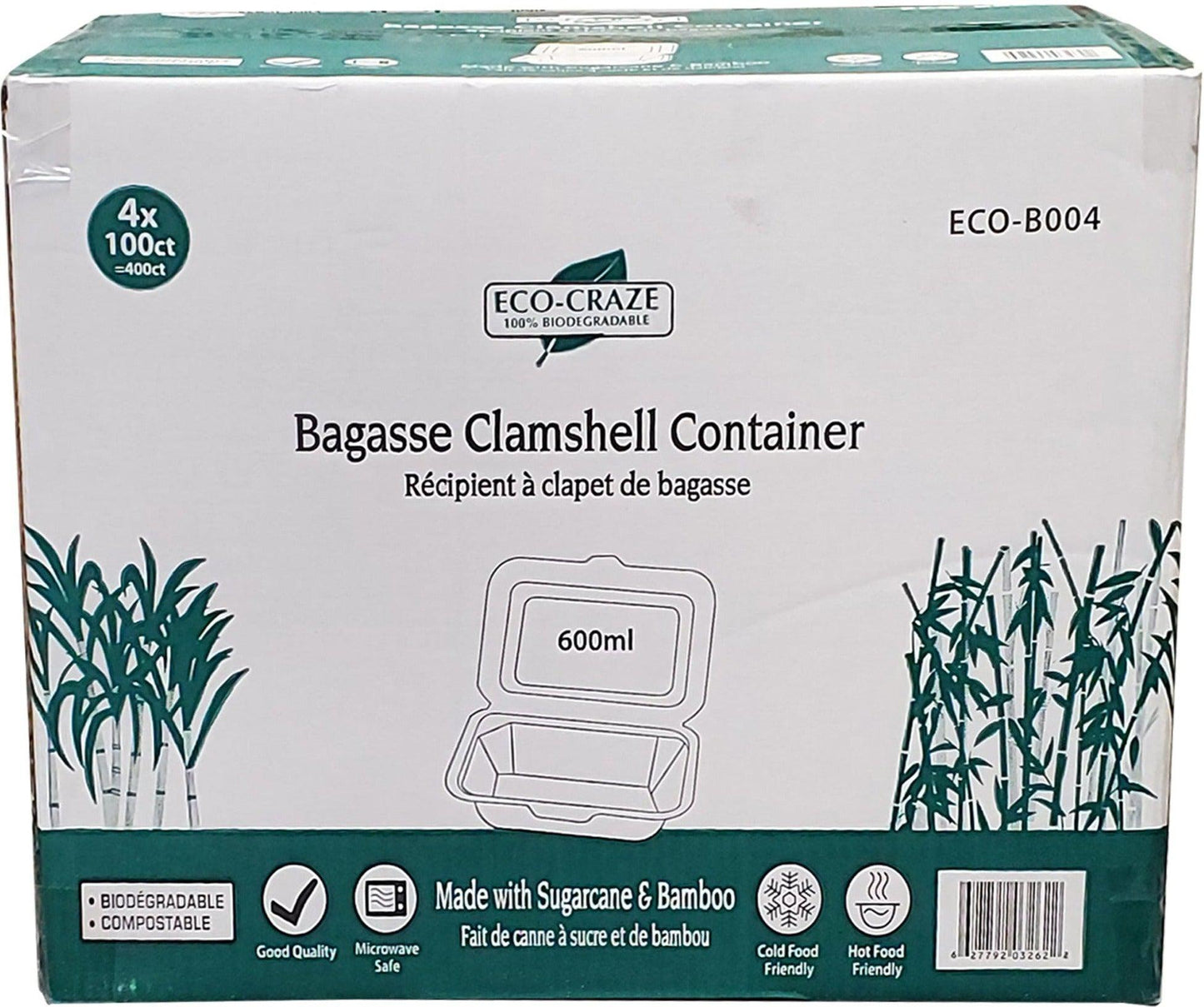 Eco-Craze - Bouteille de bagasse à clapet 600 ml