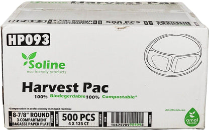 Eco-Craze - Assiette en bagasse 9" - 3 comp.