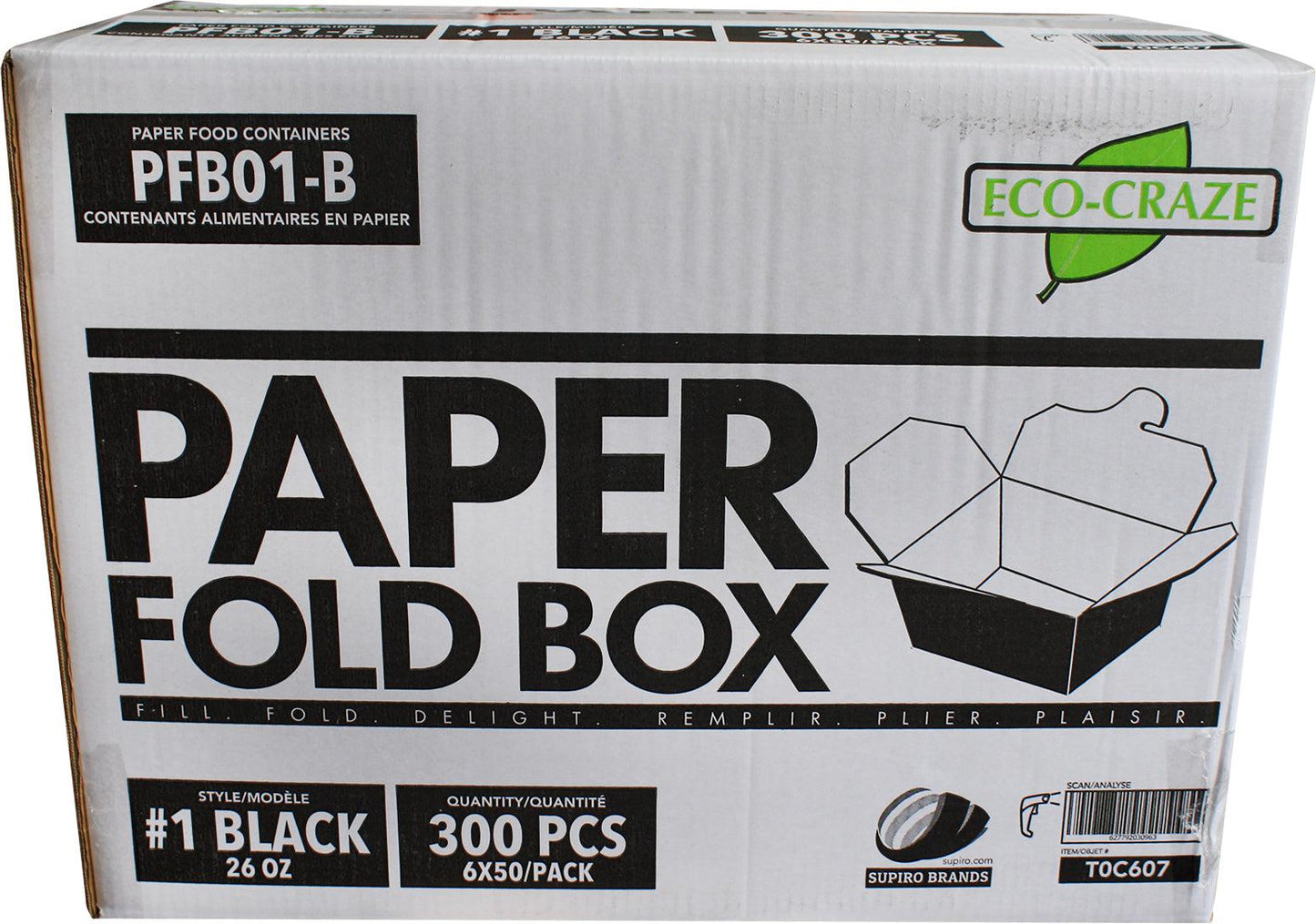 Eco-Craze - Boîte pliée en papier noir n°1 - PFB01-B