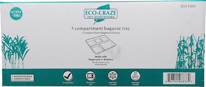 Eco-Craze - Bagasse - Assiette à 5 compartiments