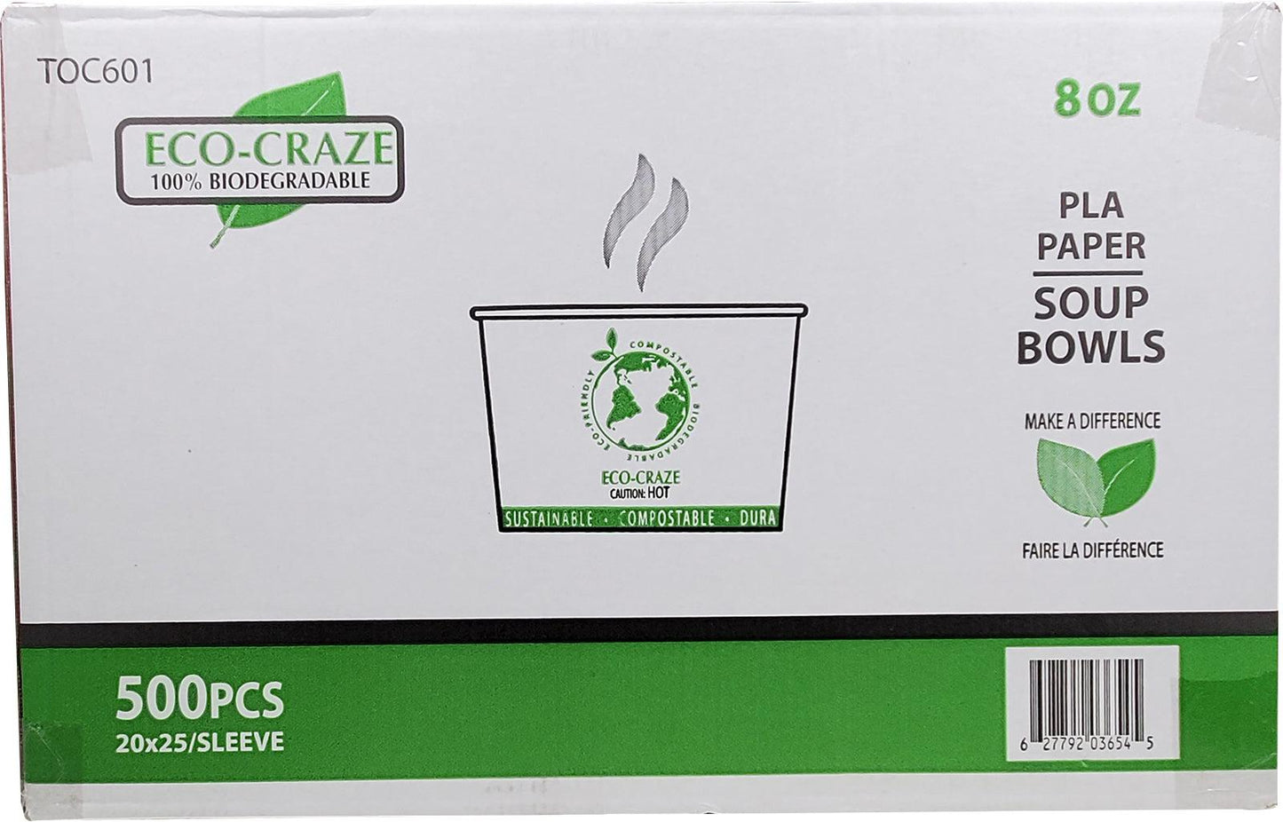 Eco-Craze - PLA - Gobelets en papier pour soupe de 8 oz