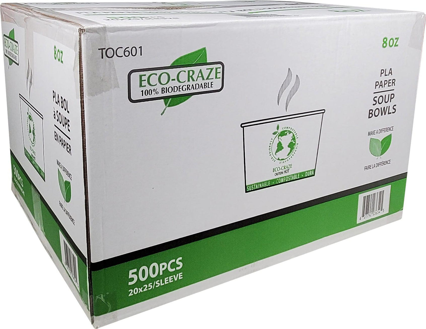 Eco-Craze - PLA - Gobelets en papier pour soupe de 8 oz