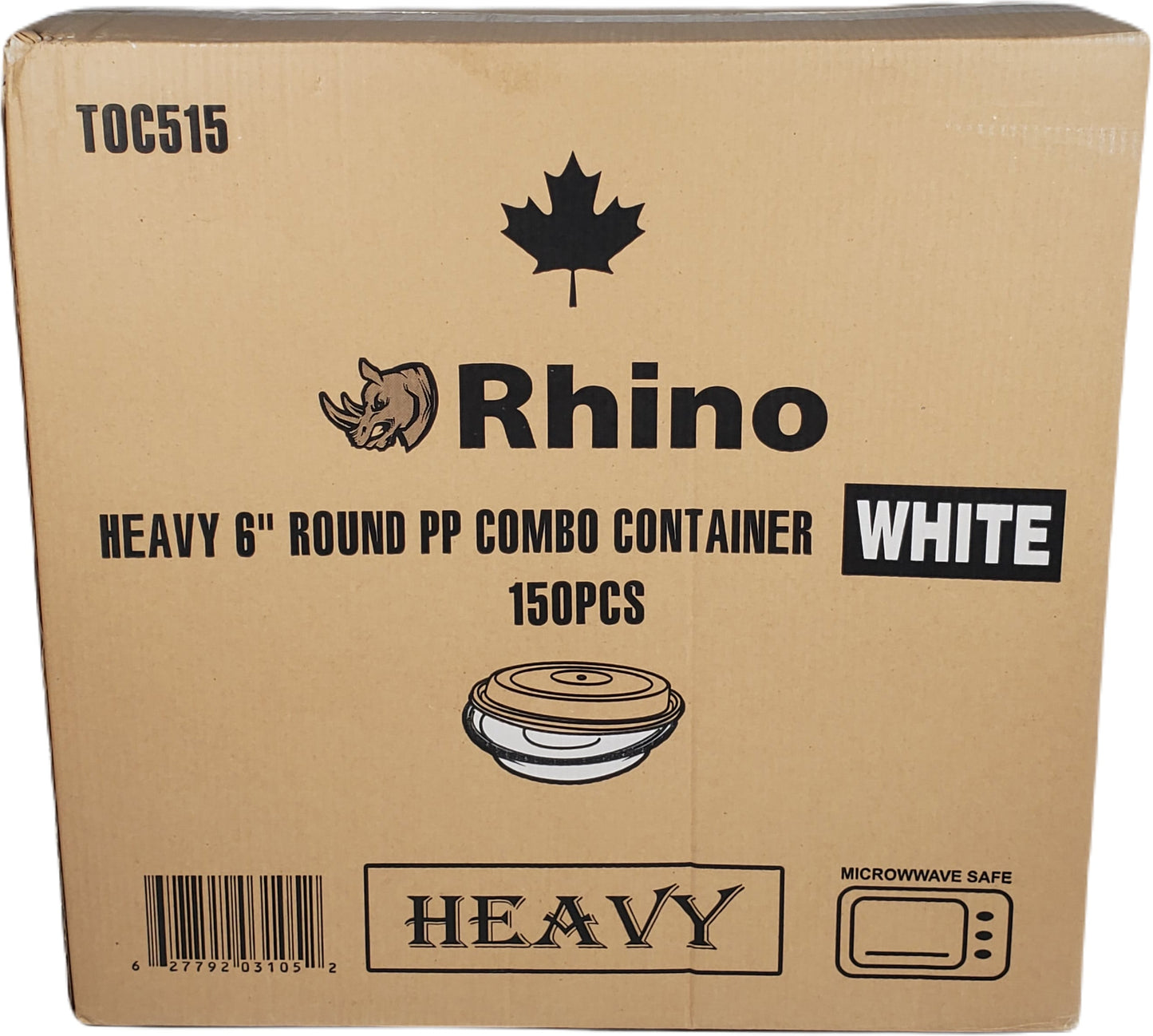 Rhino - Heavy 6" Round Combo PP Container - White