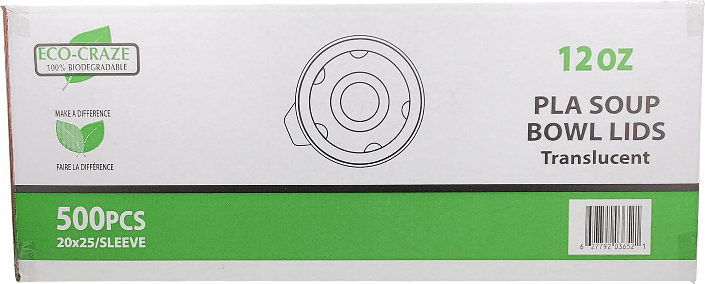 Eco-Craze - Couvercle pour gobelet à soupe en papier PLA biodégradable de 12 à 32 oz
