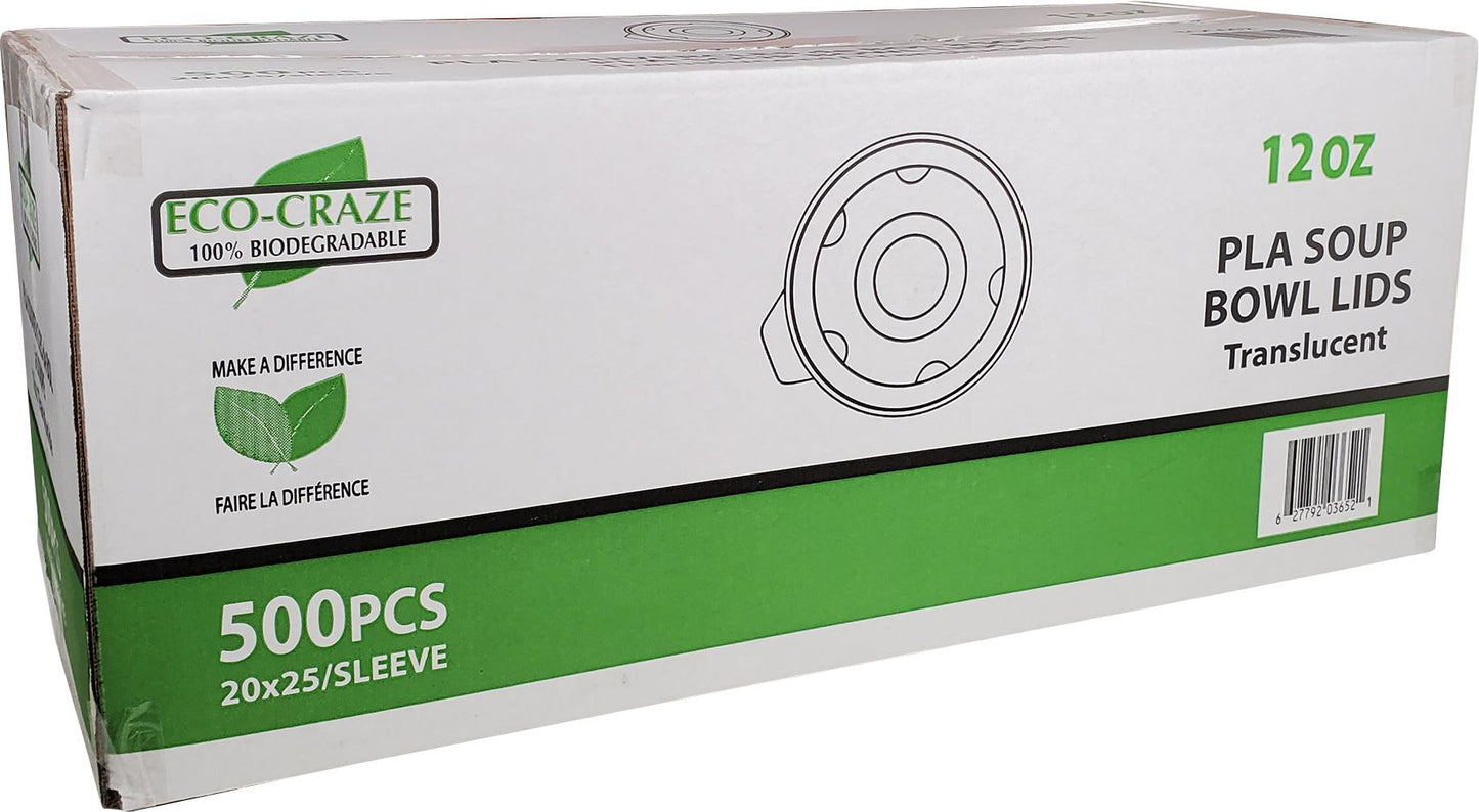 Eco-Craze - Couvercle pour gobelet à soupe en papier PLA biodégradable de 12 à 32 oz