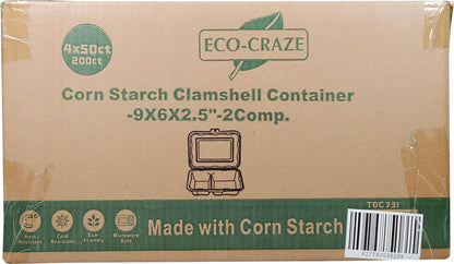 Eco-Craze - Contenant à barquette en bagasse - 9X6 - 2 compartiments