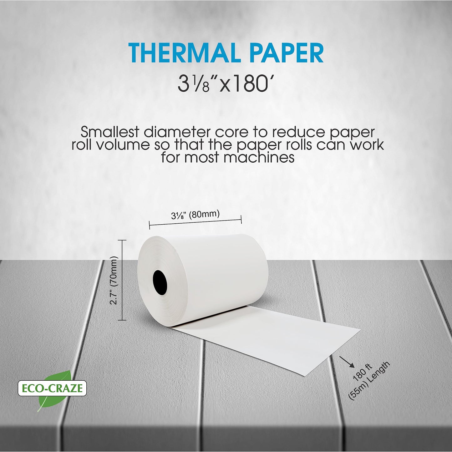 Eco-Craze - 3 1/8" x 180' Paper Rolls - Thermal